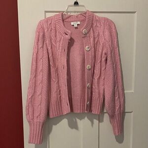 Chic Pink Cable Knit Cardigan by Loft